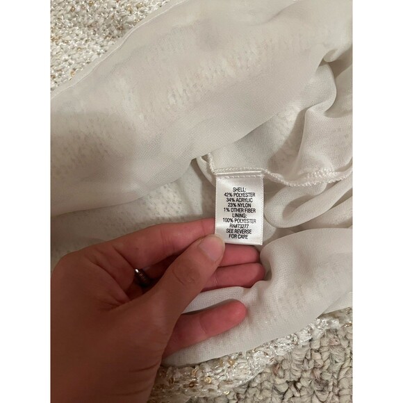 Apt 9 Cream Sequin Long Pullover Sweater Layered Look Size Small Sparkle Fancy - Picture 3 of 4